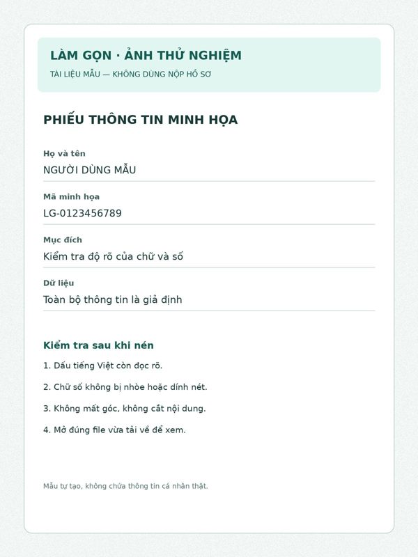 Phiếu thông tin giả sau xử lý, ảnh xem trước; file kết quả 1200 × 1600 pixel và 129257 byte